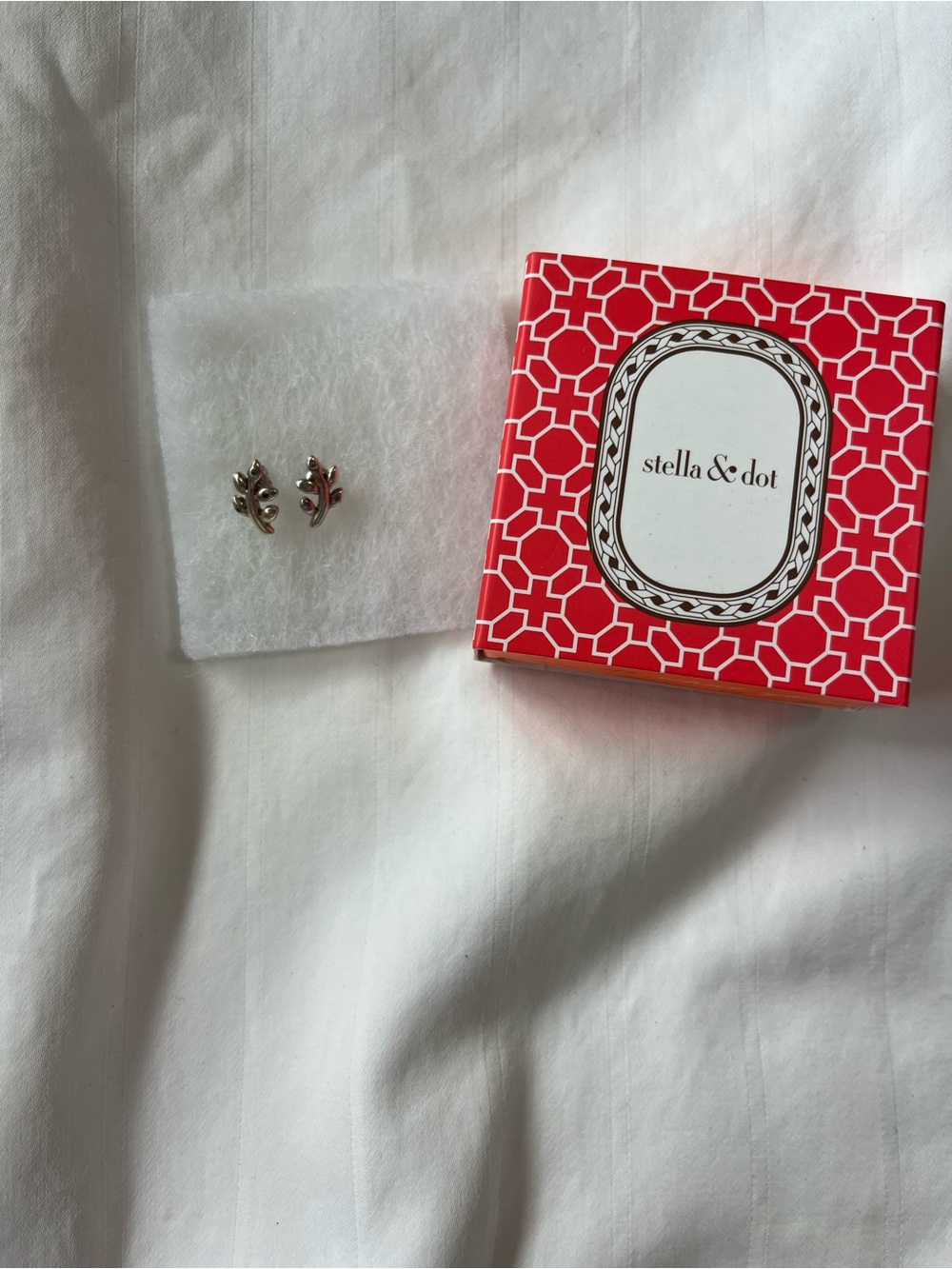 Stella & Dot Silver Leaf Mini Stud Earrings